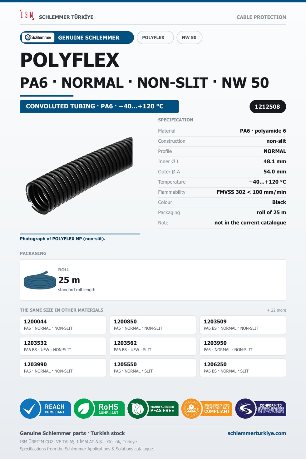 POLYFLEX NW50 NORMAL NONSLIT PA6 LIGHT RLX 25 Meters