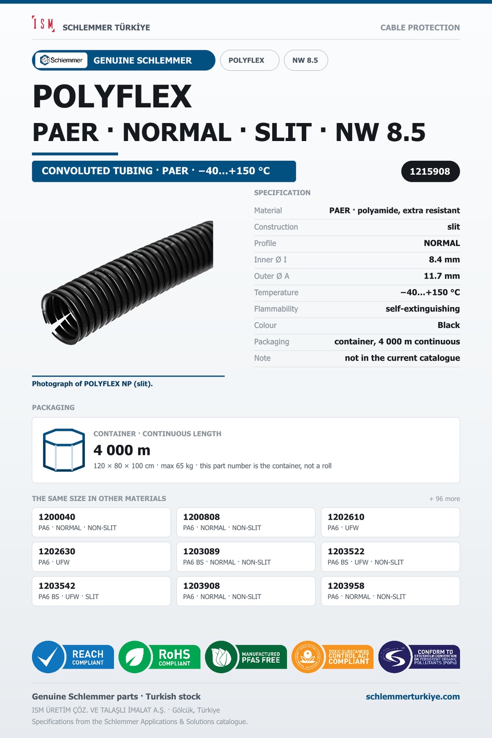 POLYFLEX NW08.5 NORMAL SLIT PAER CTN 4000 Meters