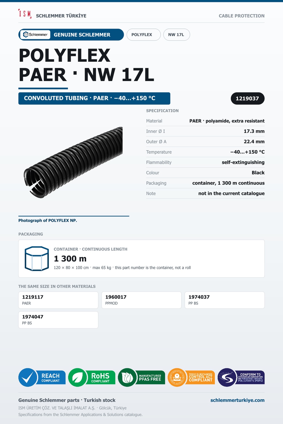 POLYFLEX NW17L PAER CTN 1300 Meters