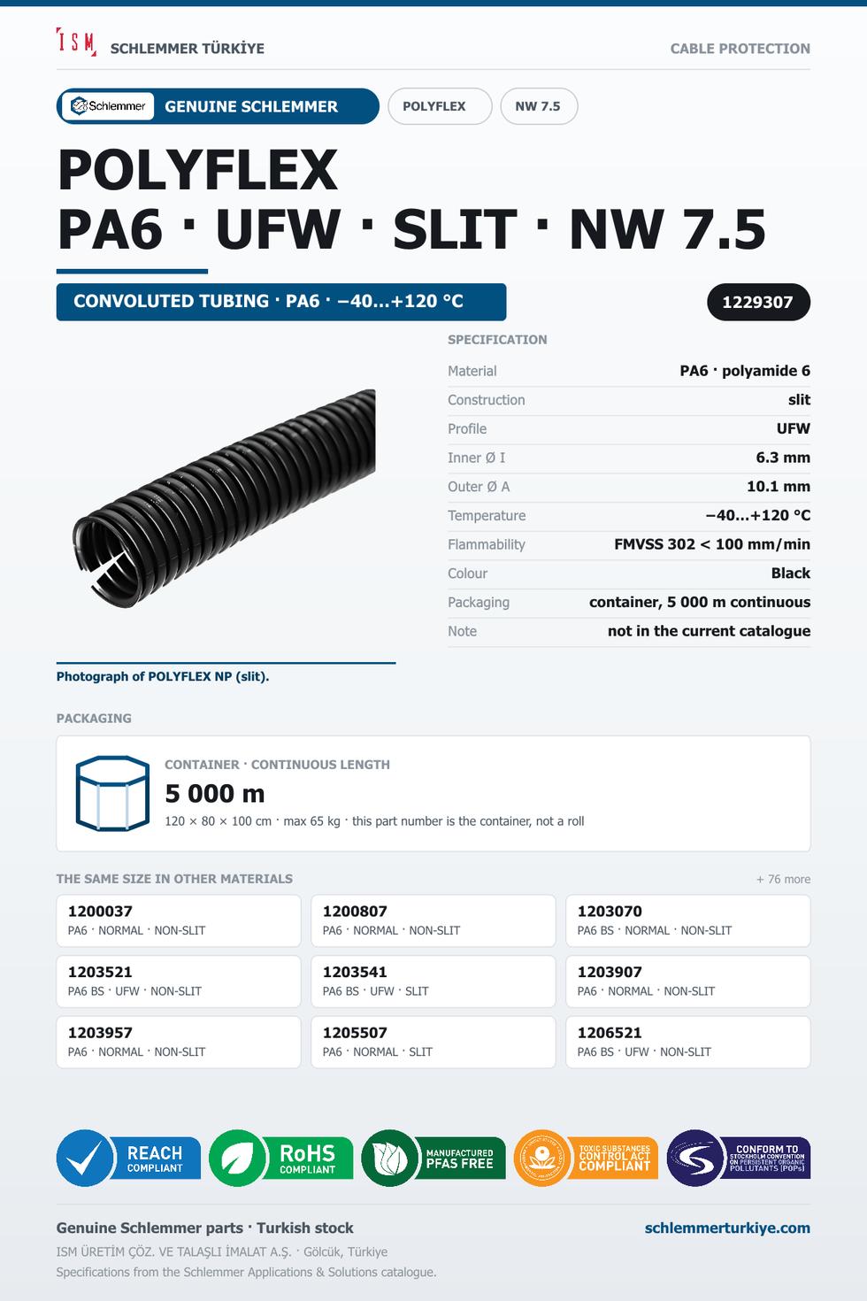 POLYFLEX NW07.5 UFW SLIT PA6 CTN 5000 Meters