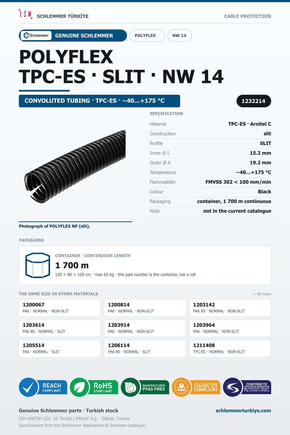 POLYFLEX NW14 SLIT TPC-ES CTN 1700 Meters