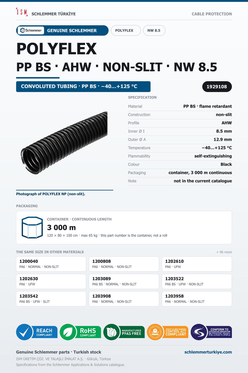POLYFLEX NW08.5 AHW NONSLIT PP BS CTN 3000 Meters