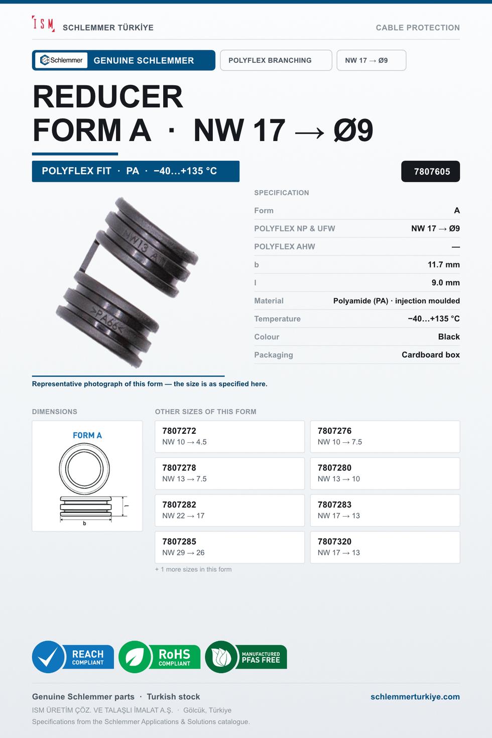 POLYFLEX REDUCER FORM A NW 17 → Ø9