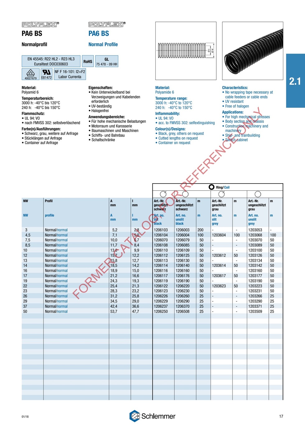 POLYFLEX NW19 NORMAL SLIT PA6 BS RLX 50 Meters