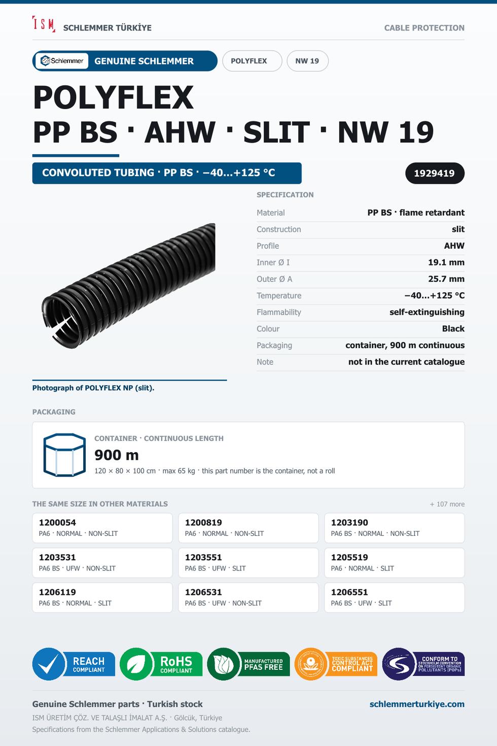 POLYFLEX NW19 AHW SLIT PP BS CTN 900 Meters
