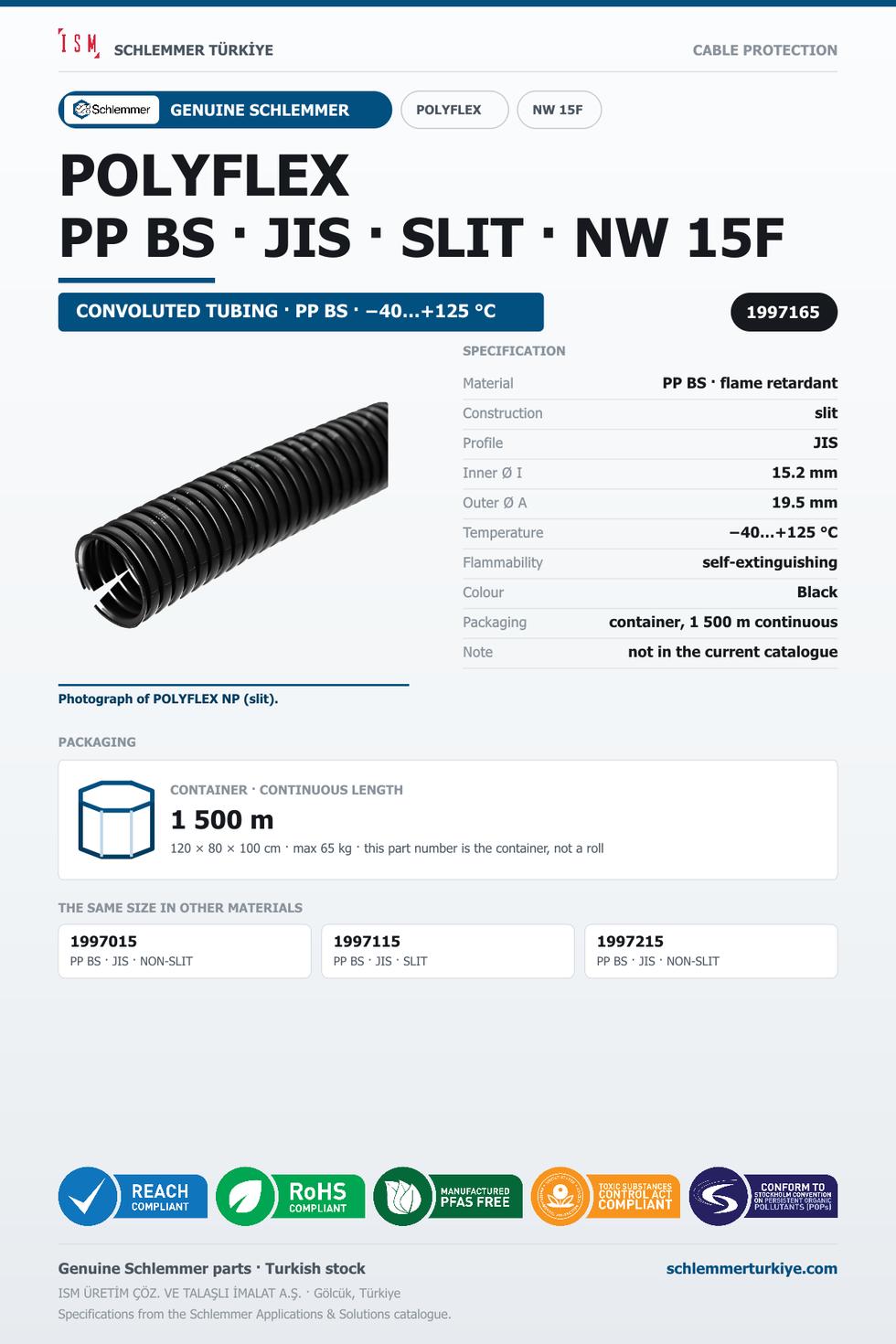 POLYFLEX NW15F JIS SLIT PP BS CTN 1500 Meters