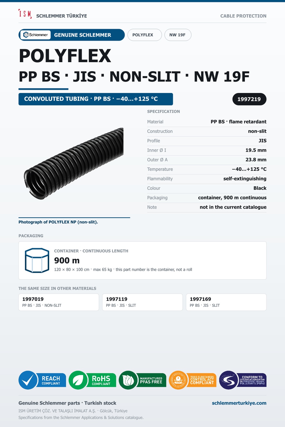 POLYFLEX NW19F JIS NONSLIT PP BS CTN 900 Meters