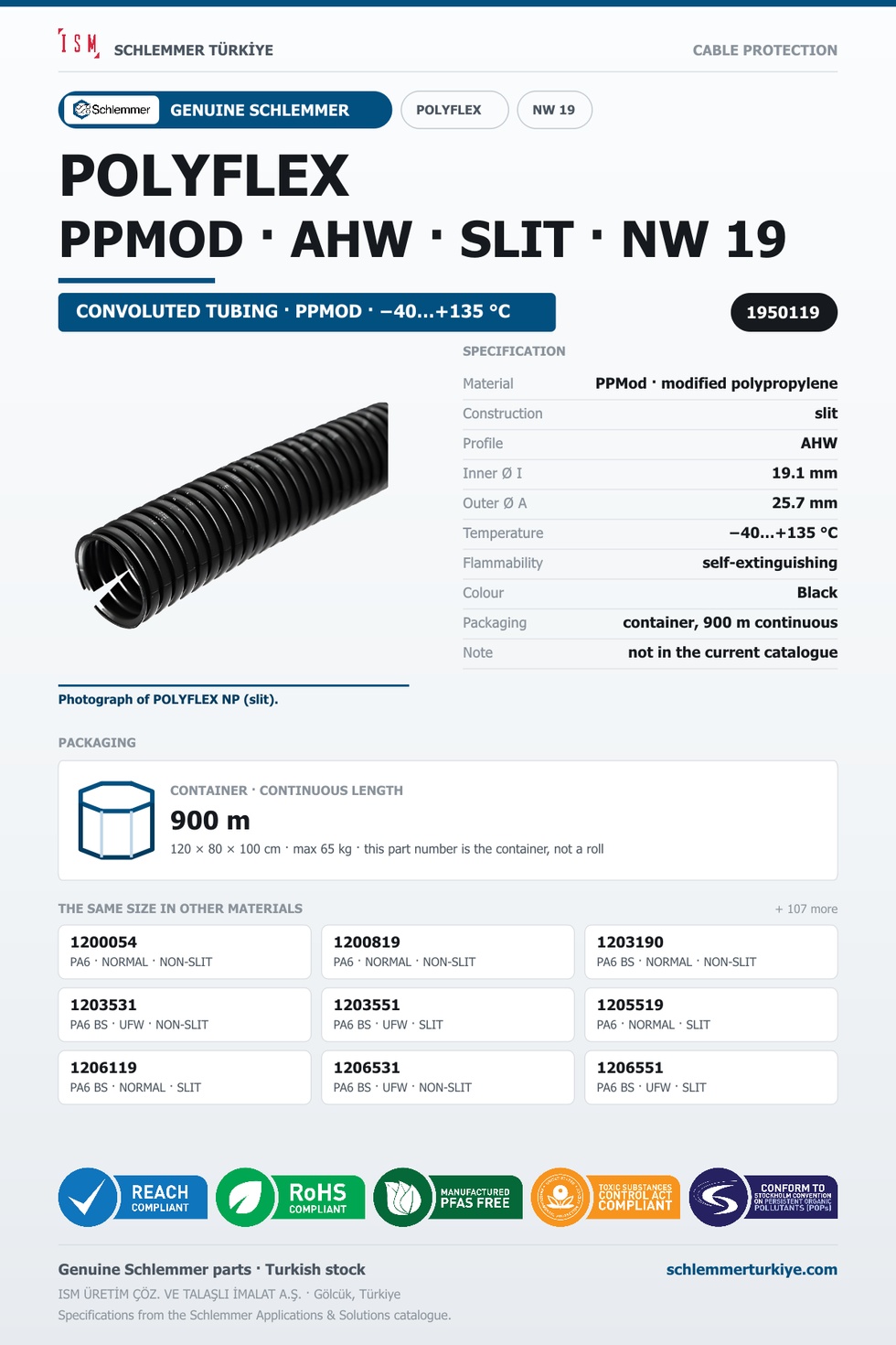 POLYFLEX NW19 AHW SLIT PPMOD CTN 900 Meters