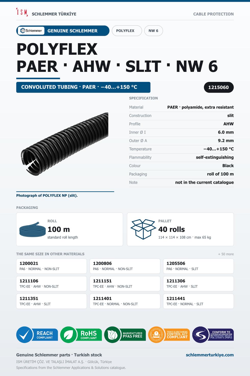 POLYFLEX NW06 AHW SLIT PAER RLX 100 Meters