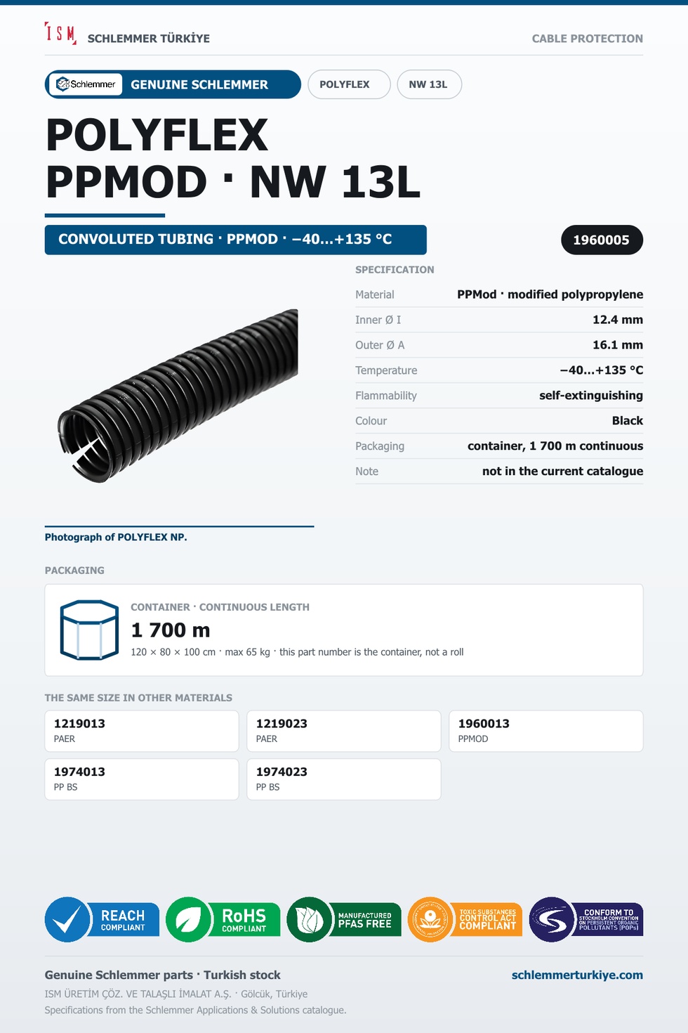 POLYFLEX NW13L PPMOD CTN 1700 Meters
