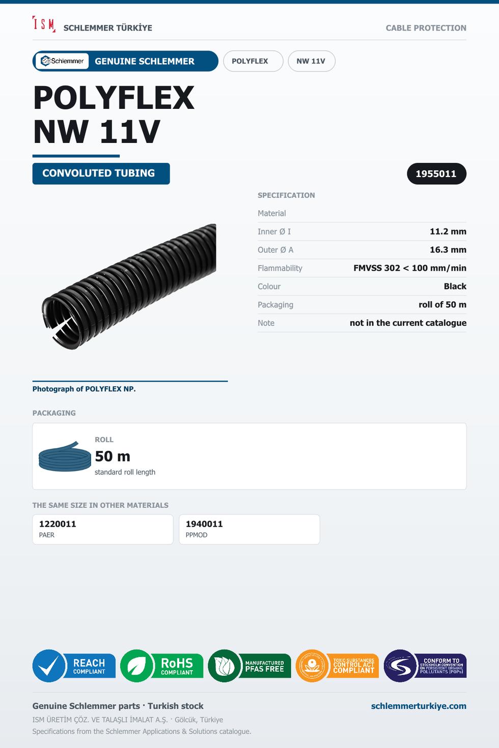 POLYFLEX NW11V CLOSABLE PP-BS RLX 50 Meters