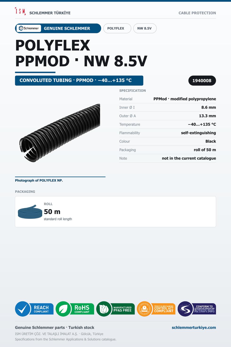 POLYFLEX NW8.5V PPMOD RLX 50 Meters
