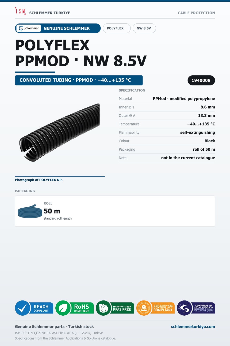 POLYFLEX NW8.5V PPMOD RLX 50 Meters
