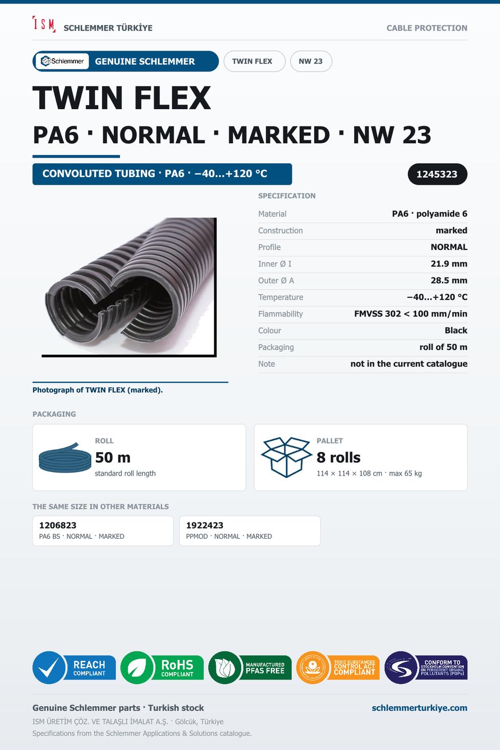 TWIN FLEX NW23 NORMAL MARKED PA6 RLX 50 Meters