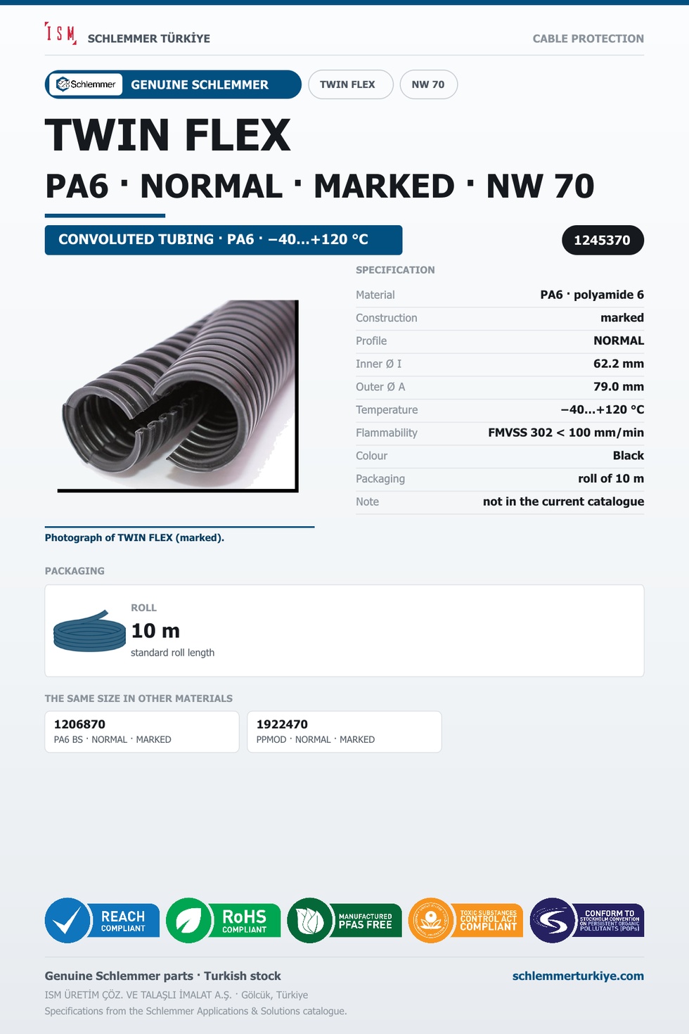 TWIN FLEX NW70 NORMAL MARKED PA6 RLX 10 Meters