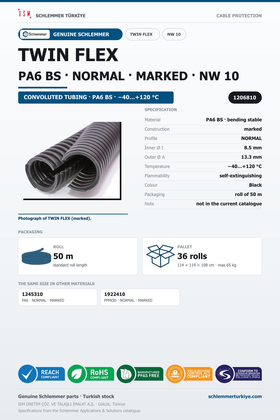 TWIN FLEX NW10 NORMAL MARKED PA6 BS RLX 50 Meters
