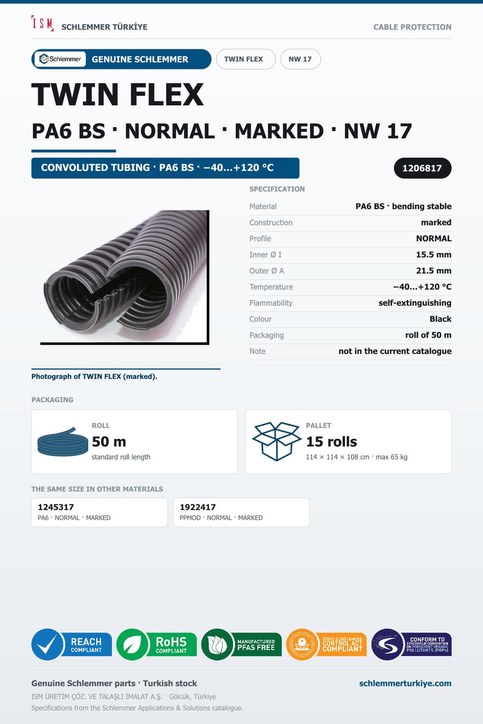 TWIN FLEX NW17 NORMAL MARKED PA6 BS RLX 50 Meters