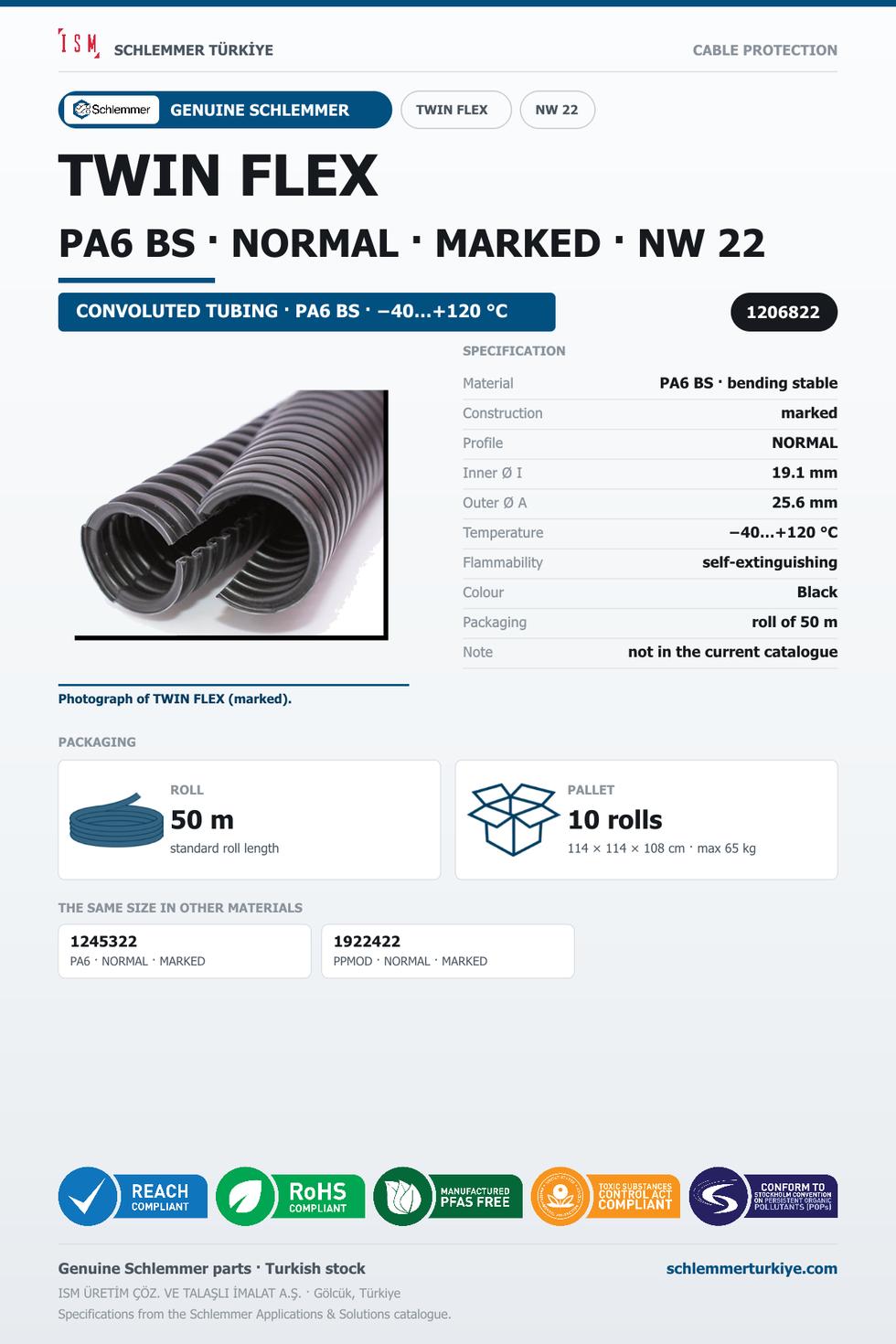 TWIN FLEX NW22 NORMAL MARKED PA6 BS RLX 50 Meters
