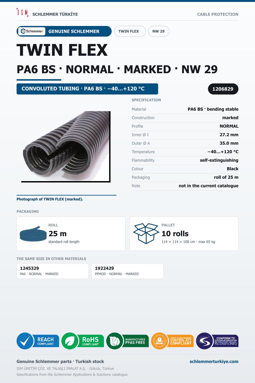 TWIN FLEX NW29 NORMAL MARKED PA6 BS RLX 25 Meters