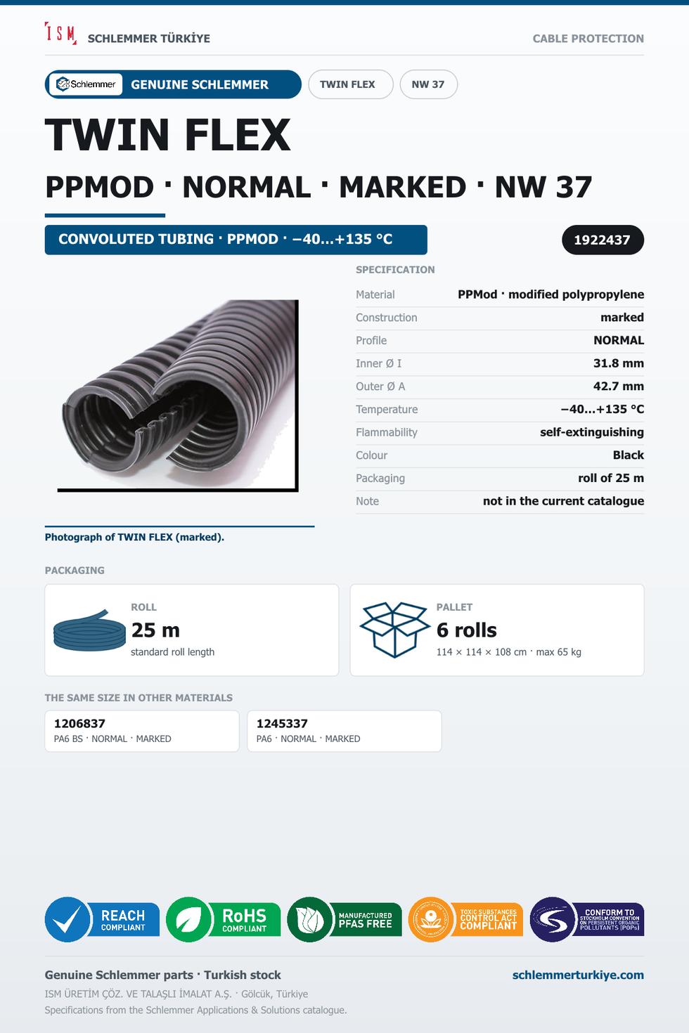 TWIN FLEX NW37 NORMAL MARKED PPMOD RLX 25 Meters