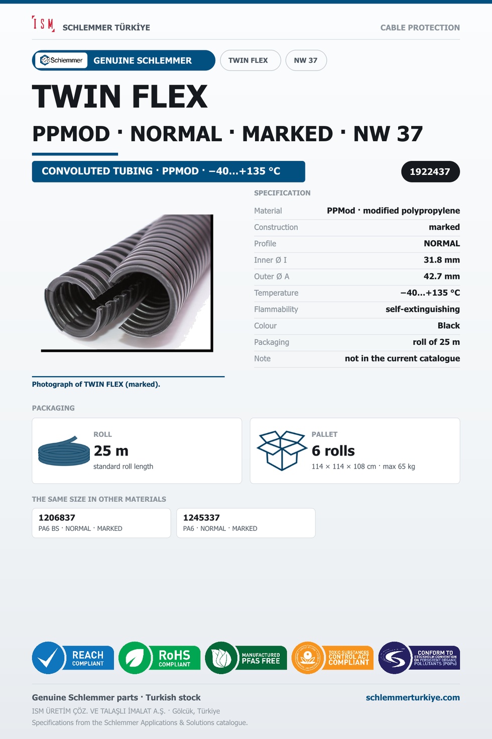 TWIN FLEX NW37 NORMAL MARKED PPMOD RLX 25 Meters