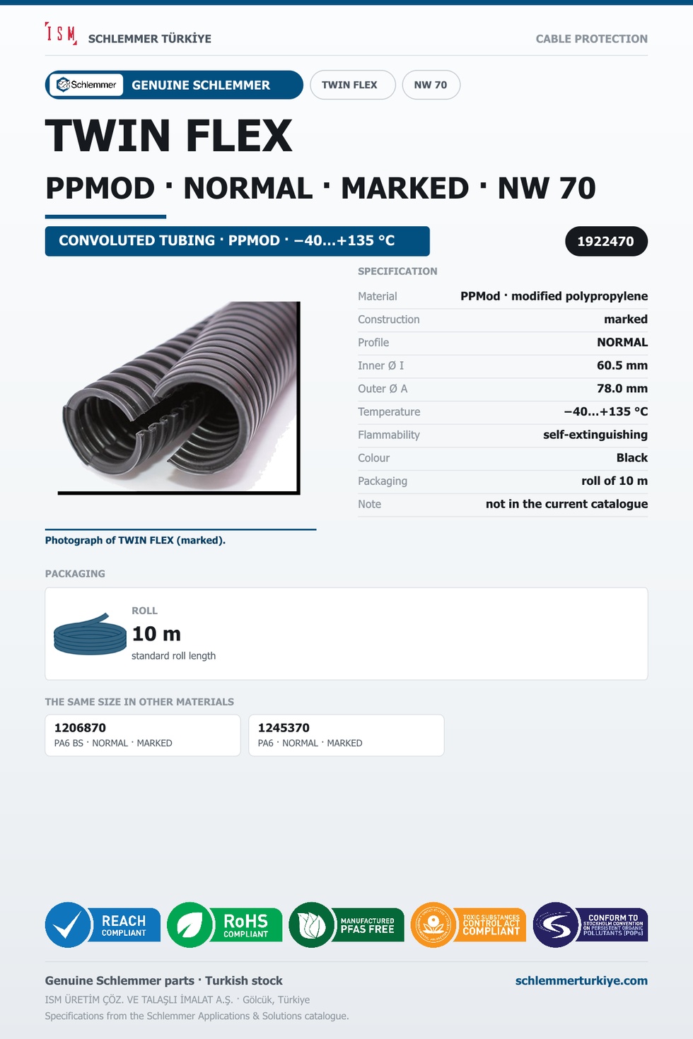 TWIN FLEX NW70 NORMAL MARKED PPMOD RLX 10 Meters