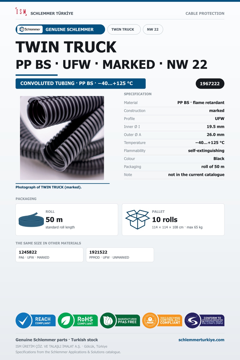 TWIN TRUCK NW22 UFW MARKED PP-BS RLX 50 Meters