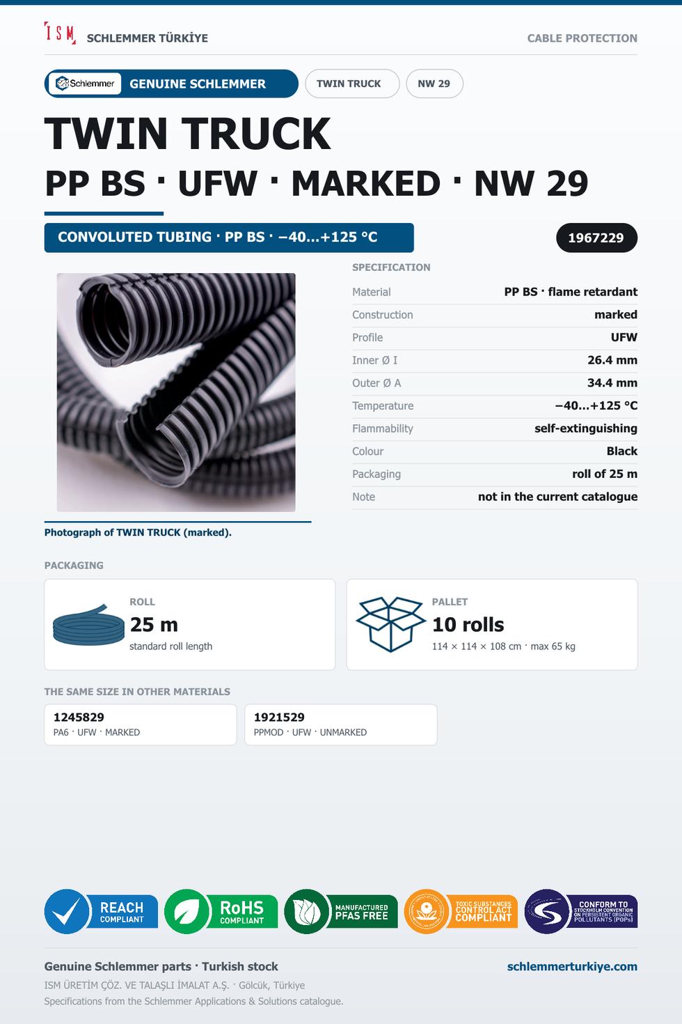 TWIN TRUCK NW29 UFW MARKED PP-BS RLX 25 Meters