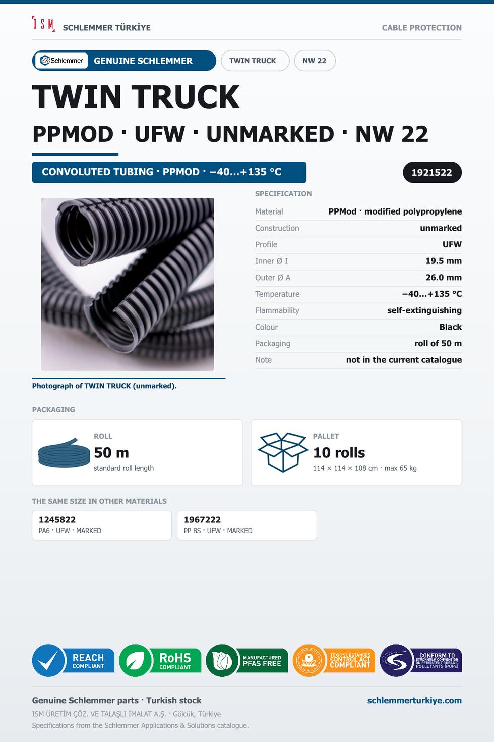 TWIN TRUCK NW22 UFW TPC-EE (Arnitel) PPMOD RLX 50 Meters