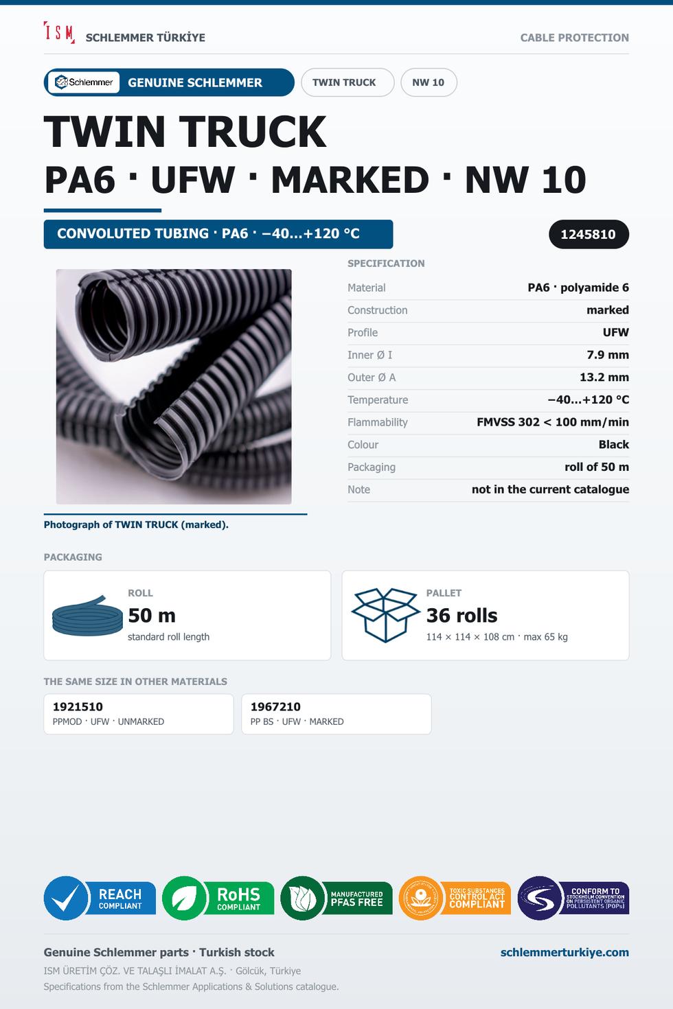 TWIN TRUCK NW10 UFW MARKED PA6 RLX 50 Meters