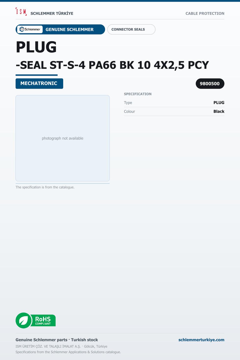 PLUG-SEAL ST-S-4 PA66 BK 10 4X2,5 PCY