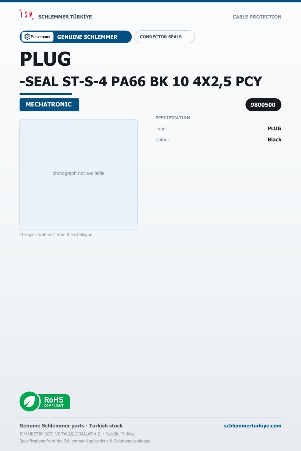 PLUG-SEAL ST-S-4 PA66 BK 10 4X2,5 PCY