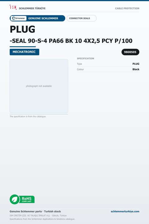 PLUG-SEAL 90-S-4 PA66 BK 10 4X2,5 PCY P/100
