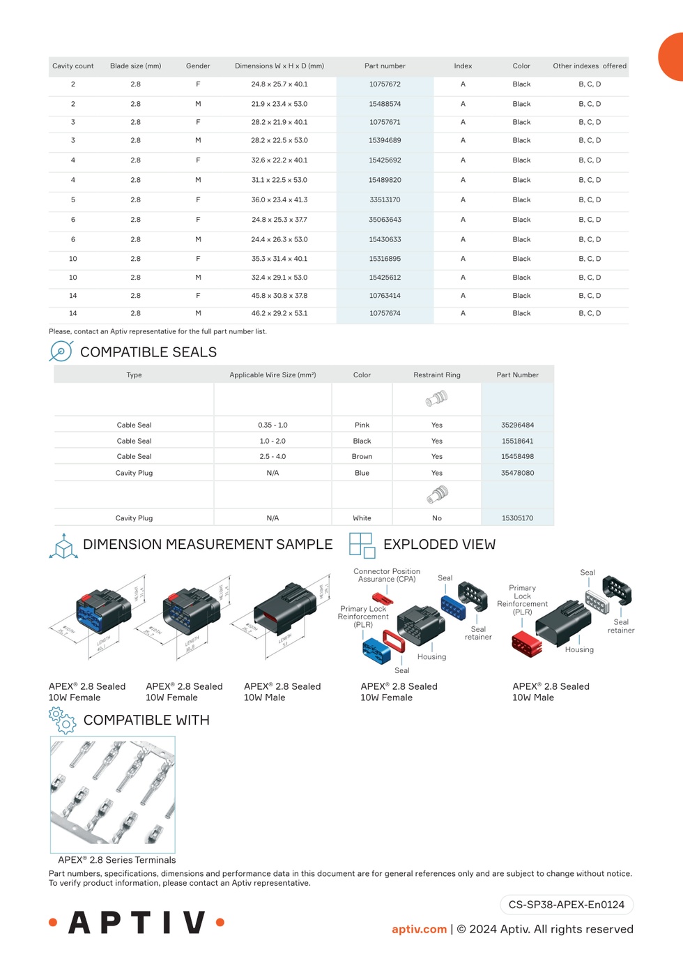 GENUINE APEX 2.8 SEALED 6-WAY FEMALE CONNECTOR KIT · BLACK · 3.0 MM²