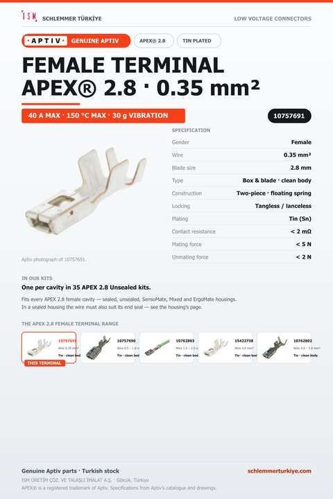 GENUINE APEX 2.8 FEMALE TERMINAL · TIN · 0.35 MM²