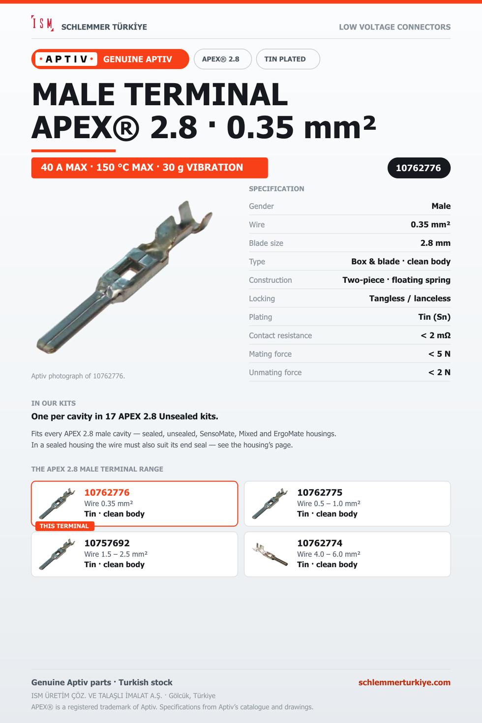 GENUINE APEX 2.8 MALE TERMINAL · TIN · 0.35 MM²
