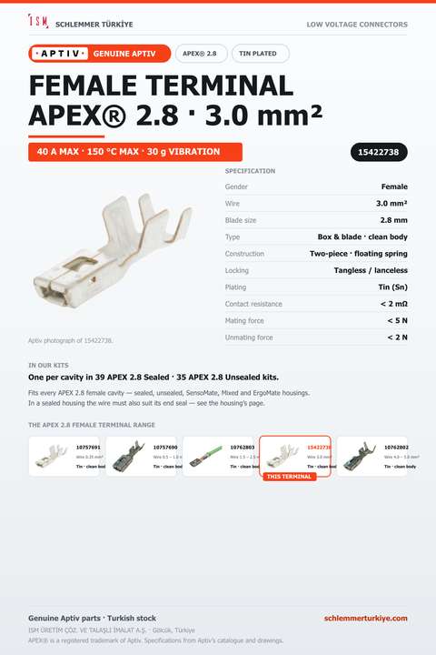 GENUINE APEX 2.8 FEMALE TERMINAL · TIN · 3.0 MM²