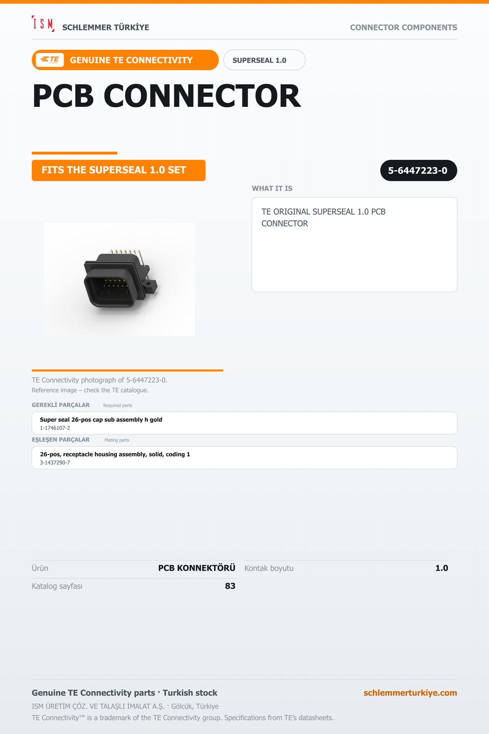 TE ORİJİNAL SUPERSEAL 1.0 PCB KONNEKTÖRÜ