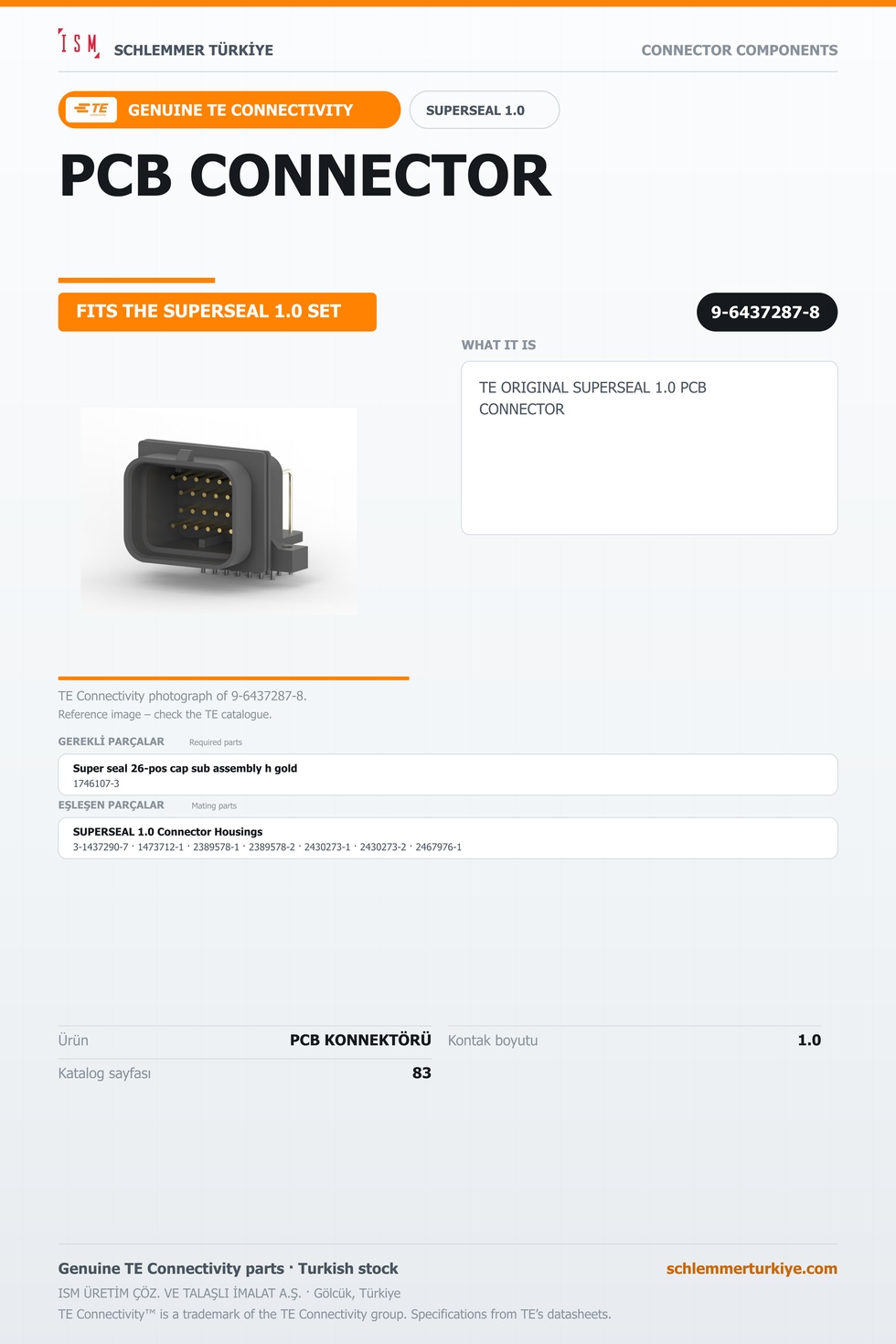 TE ORİJİNAL SUPERSEAL 1.0 PCB KONNEKTÖRÜ