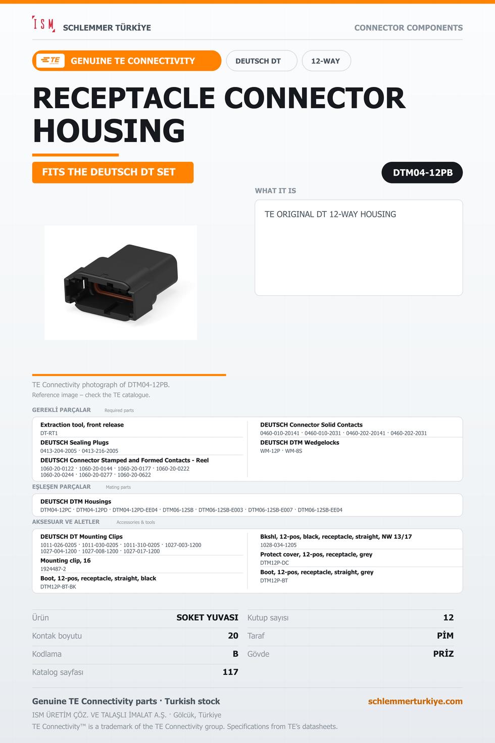 TE ORİJİNAL DT 12 KUTUP SOKET YUVASI