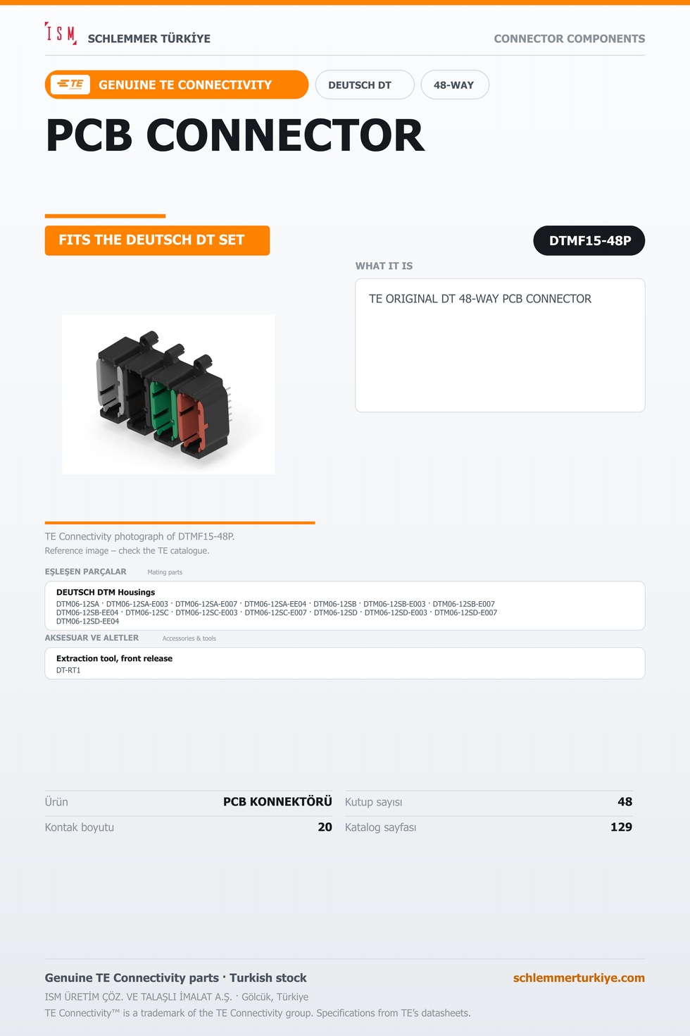 TE ORİJİNAL DT 48 KUTUP PCB KONNEKTÖRÜ