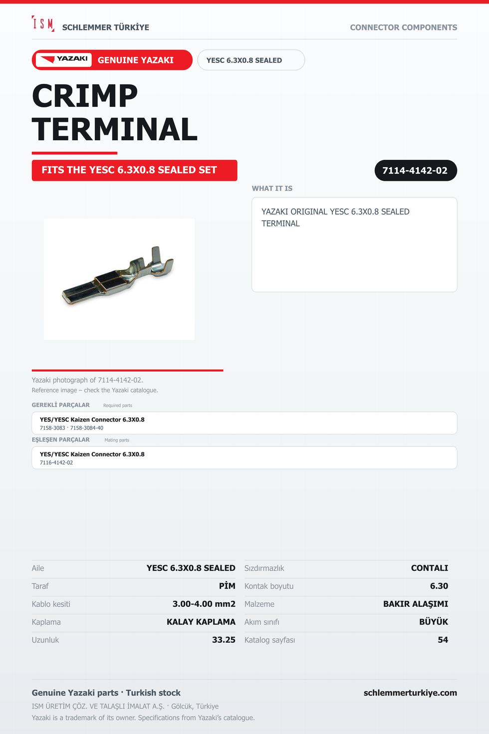ORİJİNAL YESC 6.3X0.8 SEALED TERMİNAL