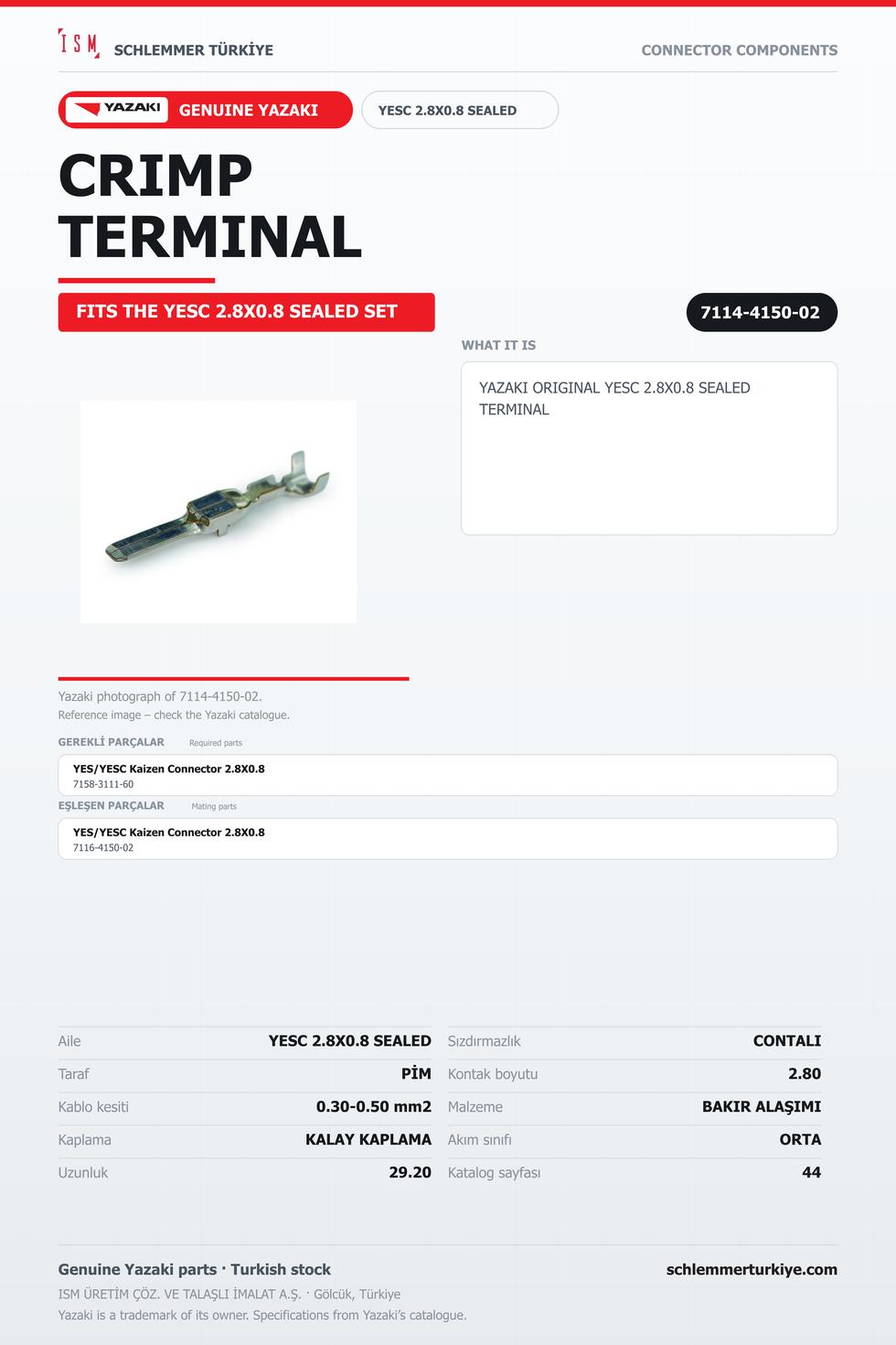 ORİJİNAL YESC 2.8X0.8 SEALED TERMİNAL