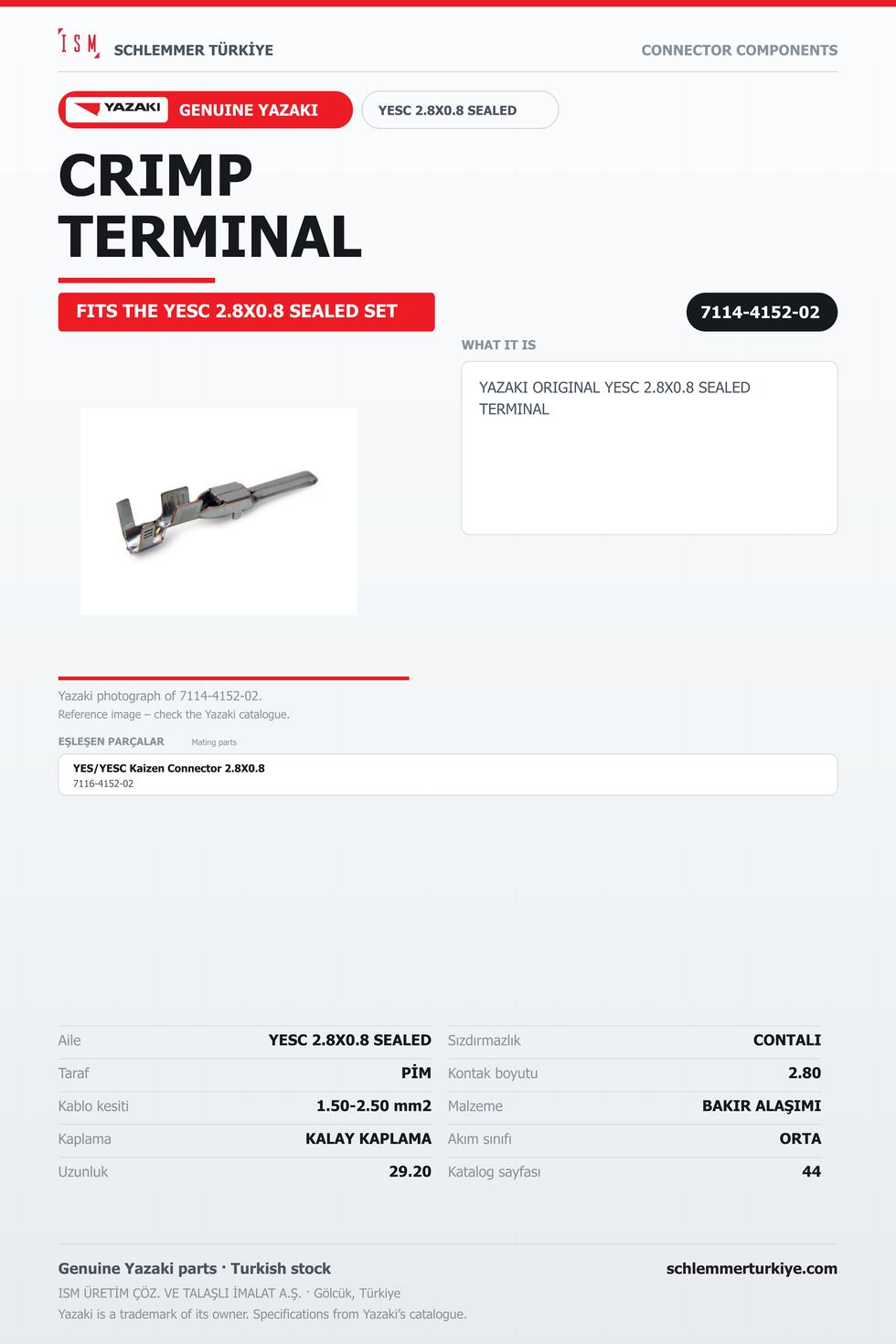 ORİJİNAL YESC 2.8X0.8 SEALED TERMİNAL