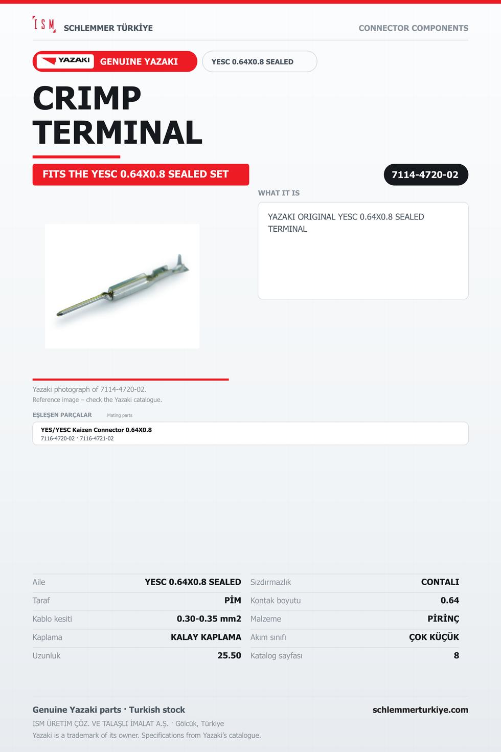ORİJİNAL YESC 0.64X0.8 SEALED TERMİNAL