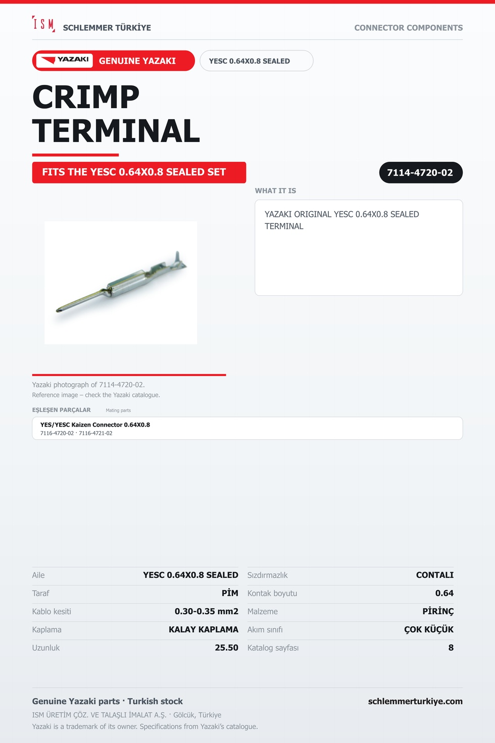 ORİJİNAL YESC 0.64X0.8 SEALED TERMİNAL