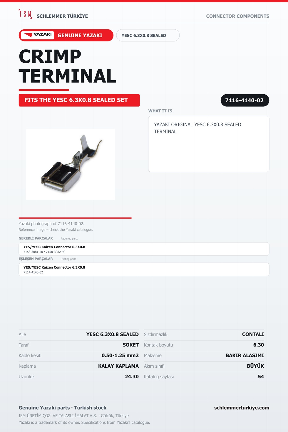 ORİJİNAL YESC 6.3X0.8 SEALED TERMİNAL