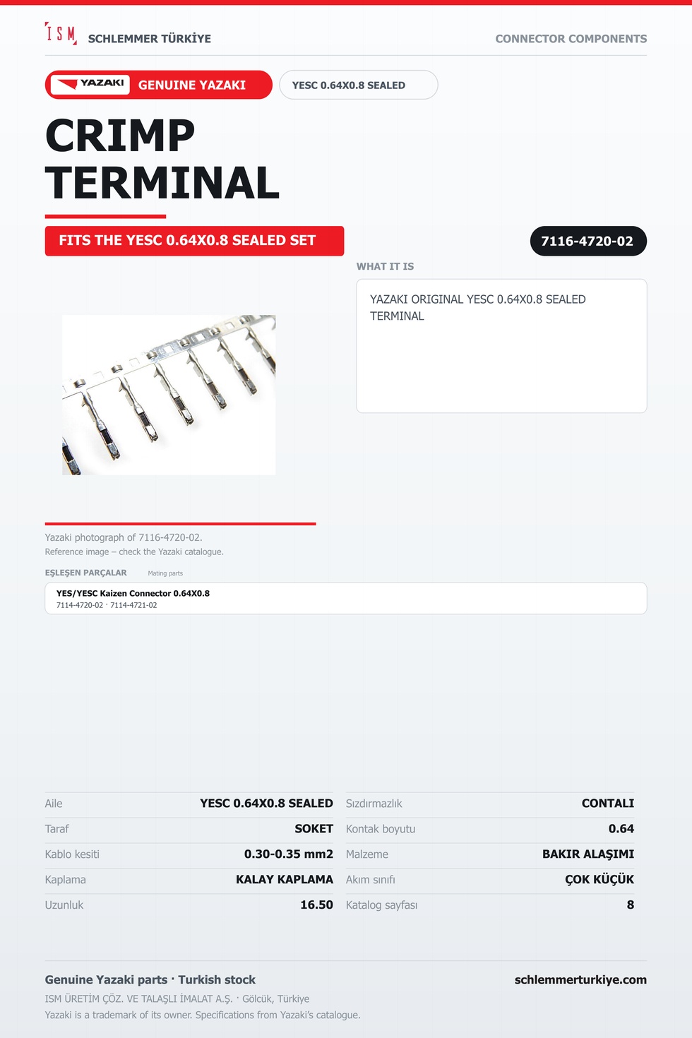 ORİJİNAL YESC 0.64X0.8 SEALED TERMİNAL