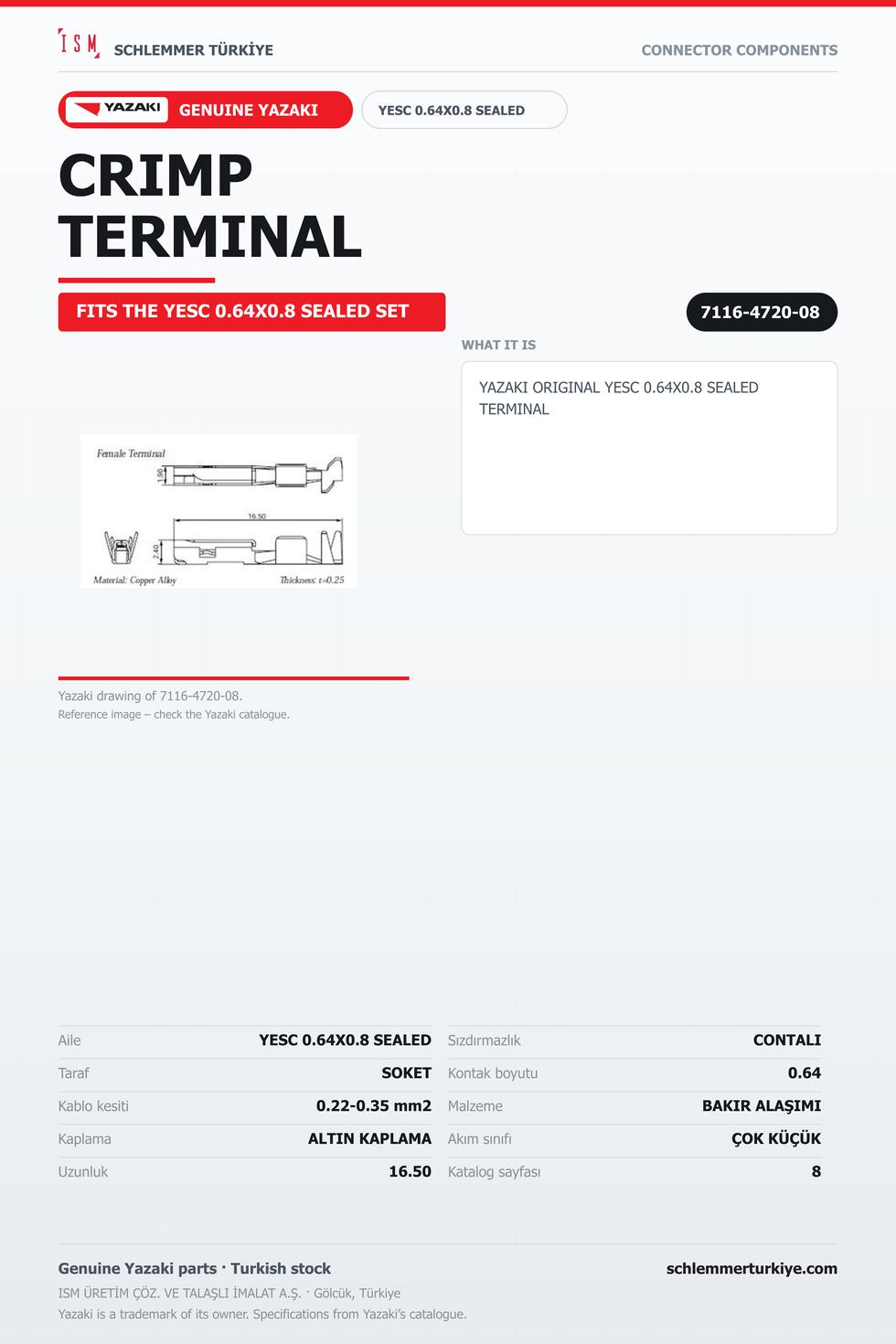 ORİJİNAL YESC 0.64X0.8 SEALED TERMİNAL