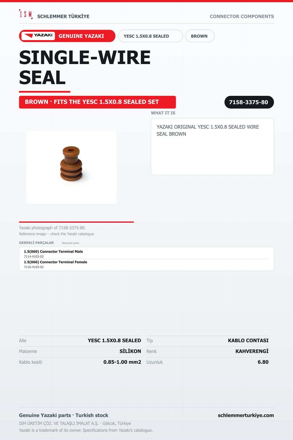 ORİJİNAL YESC 1.5X0.8 SEALED KABLO CONTASI KAHVERENGİ